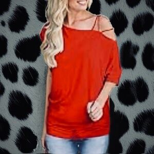 Vibrant Red Strappy Off-Shoulder Top